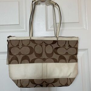 Authentic Coach Brown and Cream handbag F13548